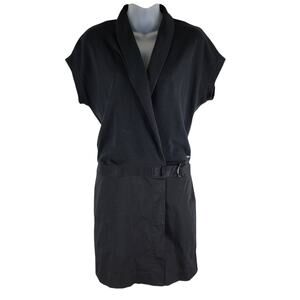 NEW Lacoste Wrap Dress Short Sleeve Black Logo Size 36 (XS)